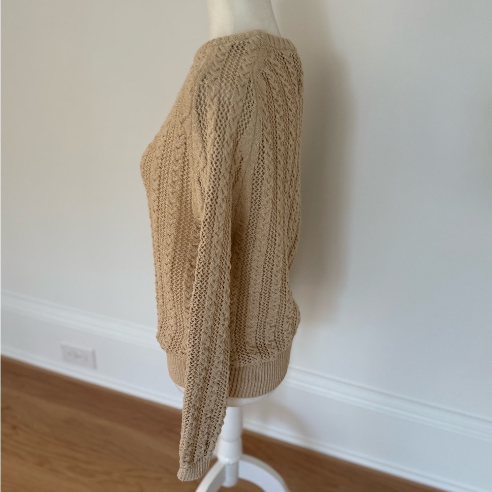 Zara Classic Tan Cable Knit Sweater Size Large - Picture 5 of 10